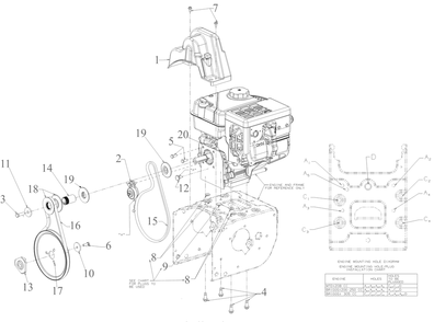 Engine Drive Diagram and Parts List for 2X26-INCH (31AH7IVSB10)(2022) Cub Cadet Snow Blower